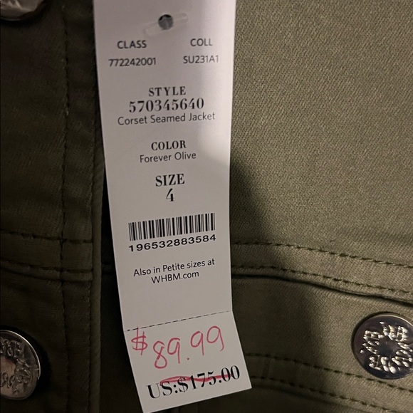 NWT - Size 4 - White House Black Market Utility Jacket in Olive - Picture 6 of 6